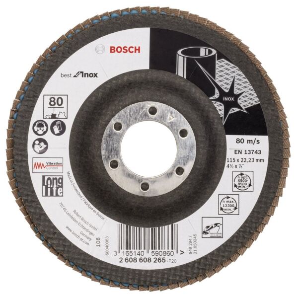Bosch Aksesuarlar Bosch - 115 mm 80 Kum Best Serisi Inox Flap Disk