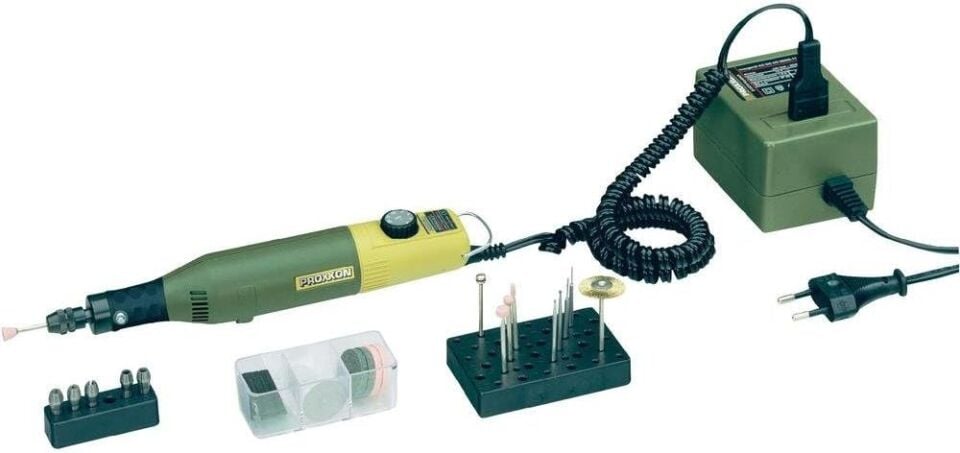 PROXXON 28515 Micromot 60/E Gözlük Tamiri için Freze-Matkap-Gravür Makinesi 12 Volt  Adaptör Dahil