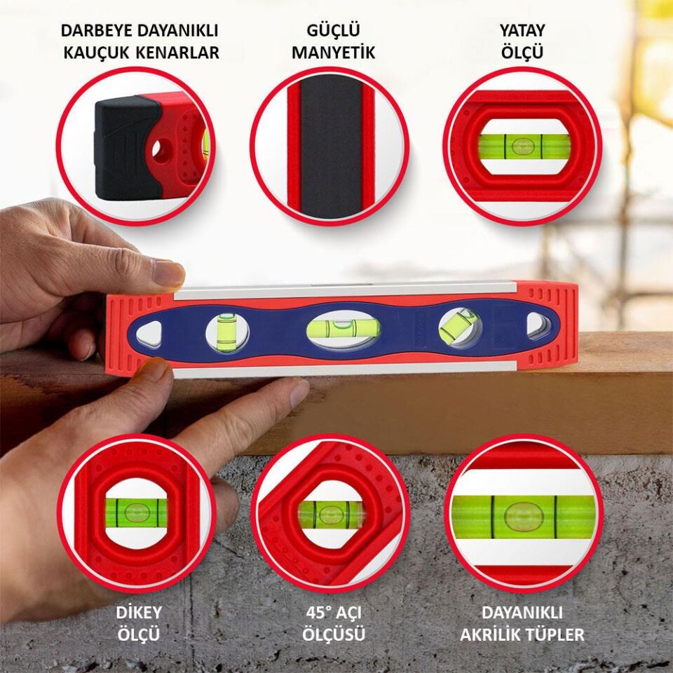 WORKPRO Manyetik Şoka Dayanıklı Su Terazisi 225 mm (WP262027)