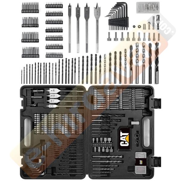 CAT DX12SET 18Volt/2.0Ah Li-ion Çift Akülü Kömürsüz Profesyonel Darbeli Matkap+DA01903 201 Parça Delme/Vidalama Uç Seti