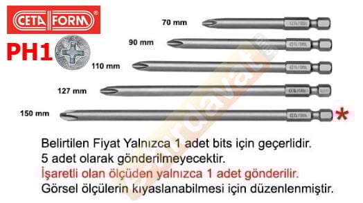 CETA-FORM PH1 x 150 mm Yıldız Bits Uç (CB/1521)