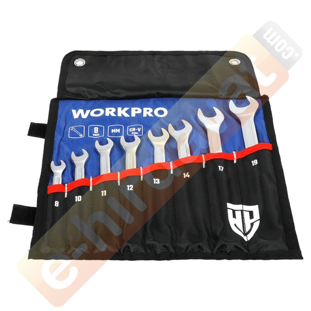 WORKPRO WP202575 8-19mm 8 Parça CR-V Profesyonel Kombine Anahtar Takımı + Bez Taşıma Kılıfı