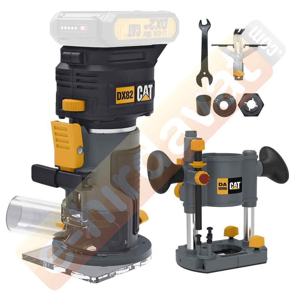CAT DX82B.3 18Volt Şarjlı Kömürsüz 6mm Devir Ayarlı Profesyonel Avuç İçi El Frezesi Formika Tıraşlama (Akü Dahil Değildir)