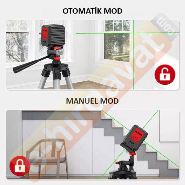 KOBB KBL90GTP 30 Metre Profesyonel Yatay ve Dikey Otomatik Hizalamalı Yeşil Çapraz Çizgi Lazer Distomat + Tripod