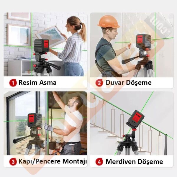 KOBB KBL90GTP 30 Metre Profesyonel Yatay ve Dikey Otomatik Hizalamalı Yeşil Çapraz Çizgi Lazer Distomat + Tripod