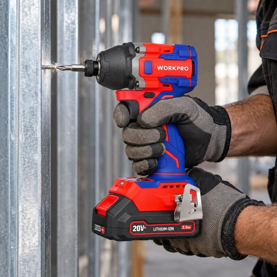 WORKPRO WP390107 20Volt 2.0Ah. Li-ion 230Nm Çift Akü Kömürsüz Profesyonel Şarjlı Darbeli Tornavida