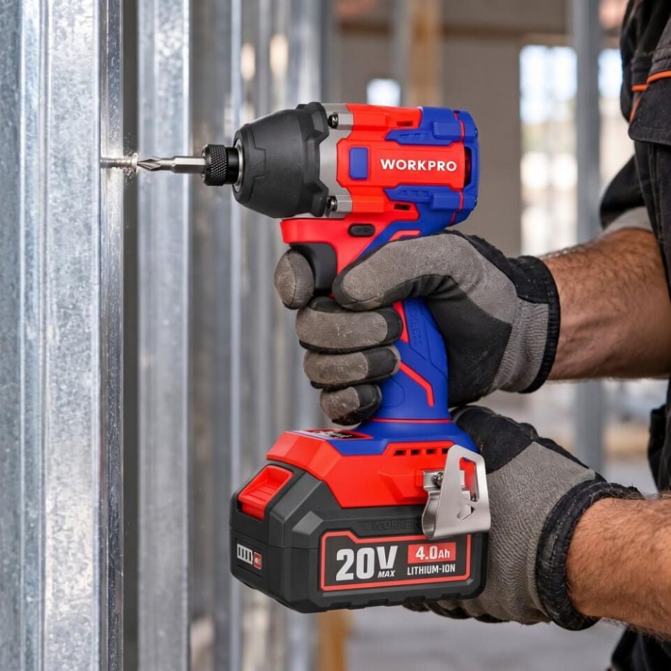 WORKPRO WP390108 20Volt 4.0Ah. Li-ion 230Nm Çift Akü Kömürsüz Profesyonel Şarjlı Darbeli Tornavida