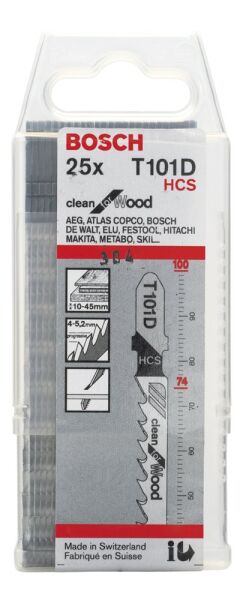 Bosch Aksesuarlar Bosch - Temiz Kesim Serisi Ahşap İçin T 101 D Dekupaj Testeresi Bıçağı - 25'Li Paket