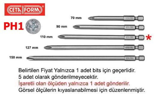 CETA-FORM PH1 x 110 mm Yıldız Bits Uç (CB/1101)