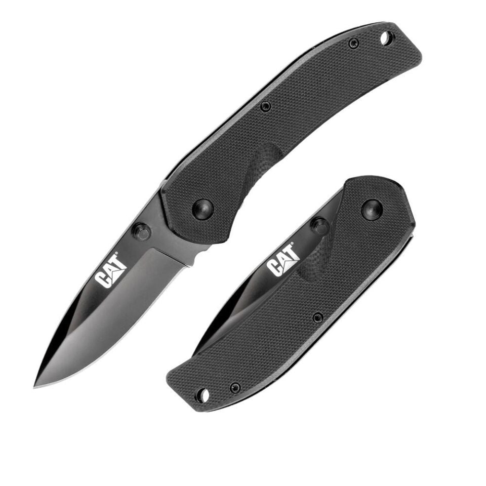 CAT DA980008 Kemer Askı Kancalı Katlanabilir 16CM Paslanmaz Çelik Siyah Kamp Çakısı Bıçağı