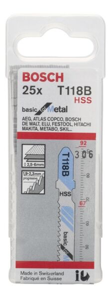Bosch Aksesuarlar Bosch - Ekonomik Seri Metal İçin T 118 B Dekupaj Testeresi Bıçağı - 25'Li Paket
