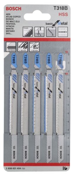 Bosch Aksesuarlar Bosch - Ekonomik Seri Metal İçin T 318 B Dekupaj Testeresi Bıçağı - 5'Li Paket