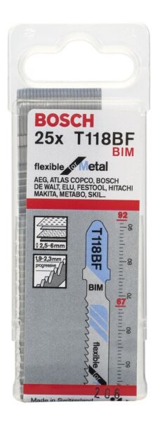 Bosch Aksesuarlar Bosch - Kırılmaya Karşı Dayanıklı Seri Metal İçin T 118 BF Dekupaj Testeresi Bıçağı - 25'Li Paket
