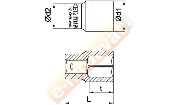 ﻿CETA 1/4'' Altı Köşe Lokma Anahtar 6 mm