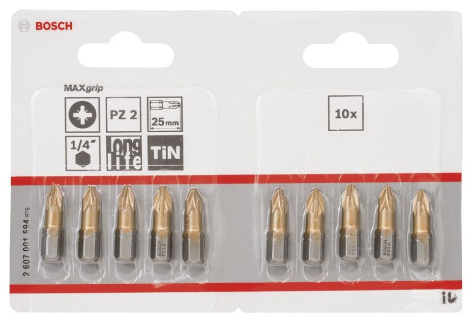 Bosch - Max Grip Serisi Vidalama Ucu PZ 2*25 mm 10'lu