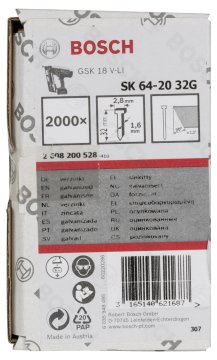 Bosch Başsız Çivi 20 32 mm Galvanizli 2000li