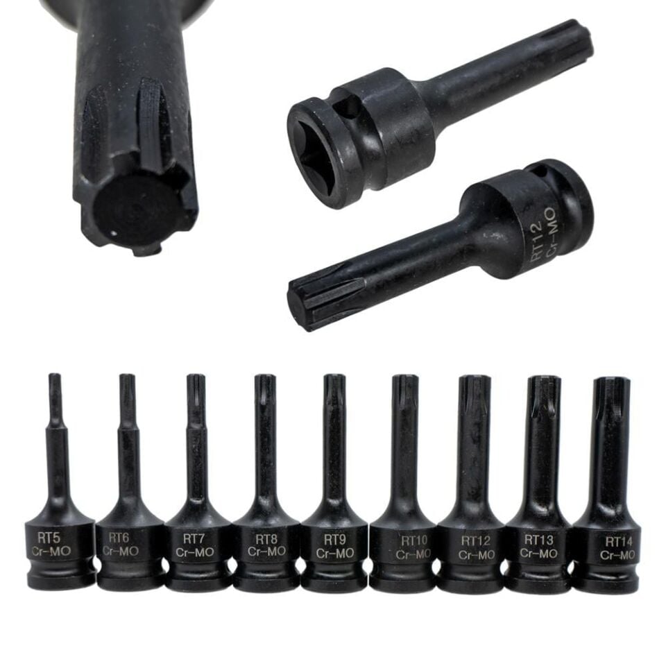 NEXON 6501 Havalı Uzun RIBE Uçlu 1/2'' Lokma Takımı 9 Parça