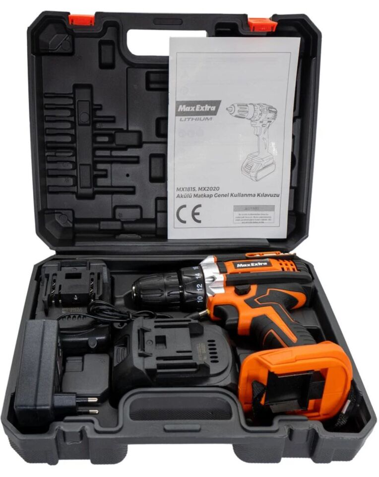 Max Extra MX1815 Şarjlı Matkap Vidalama Çift Akülü 18 Volt 1,5 Amper