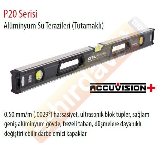 CETA ACCUVİSİON P20-080 Tutamaklı Su Terazisi 80 cm