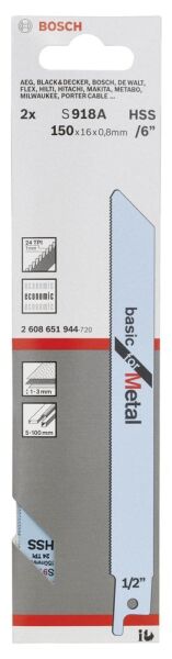 Bosch Aksesuarlar Bosch - Basic Serisi Metal için Panter Testere Bıçağı S 918 AF - 2'li