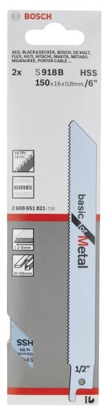 Bosch Aksesuarlar Bosch - Basic Serisi Metal için Panter Testere Bıçağı S 918 BF - 2'li