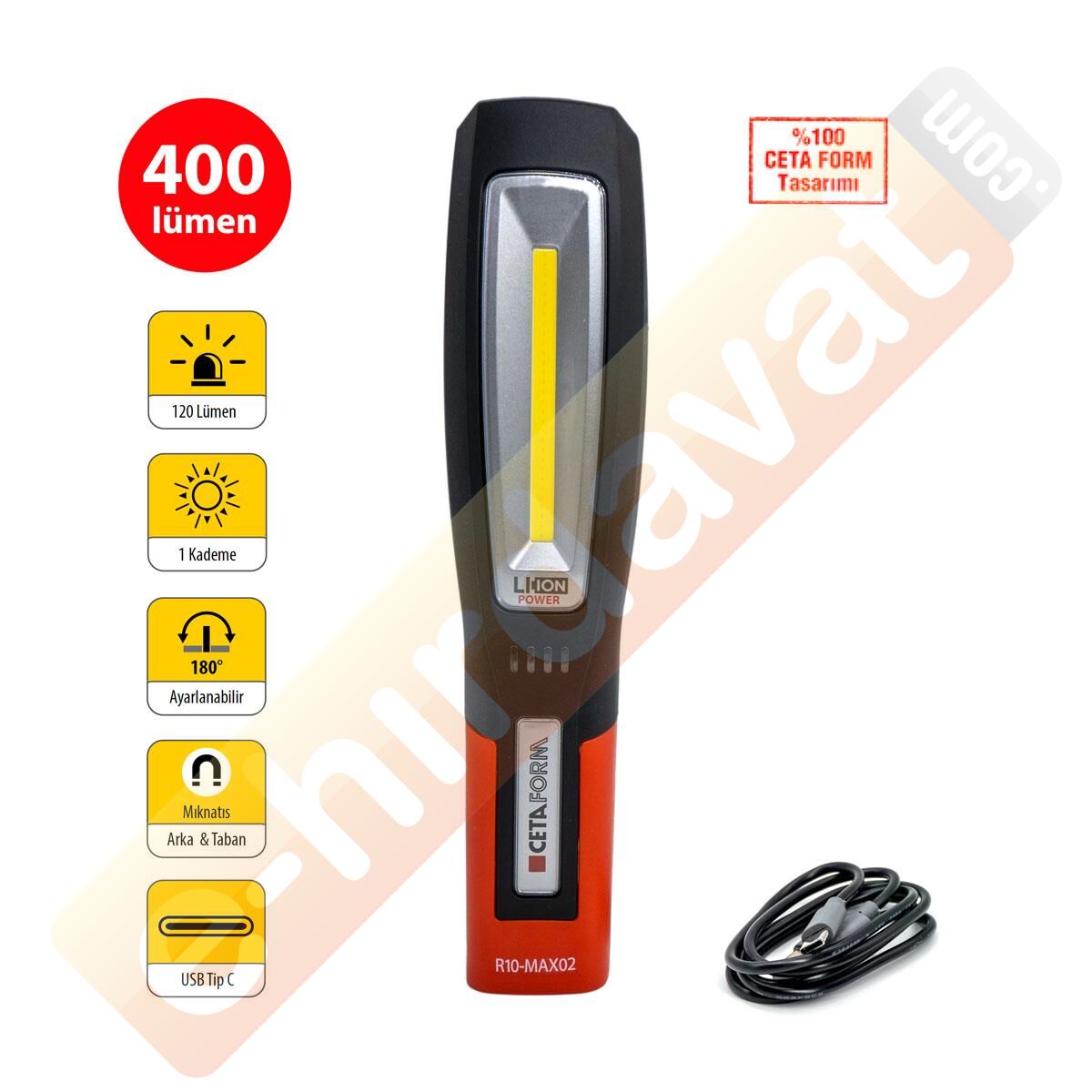 CETA-FORM R10-MAX02 Şarjlı Led El Feneri 400 Lümen