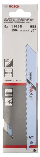Bosch Aksesuarlar Bosch - Basic Serisi Metal için Panter Testere Bıçağı S 918 BF - 5'li