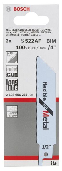 Bosch Aksesuarlar Bosch - Flexible Serisi Metal için Panter Testere Bıçağı S 522 AF - 2'li