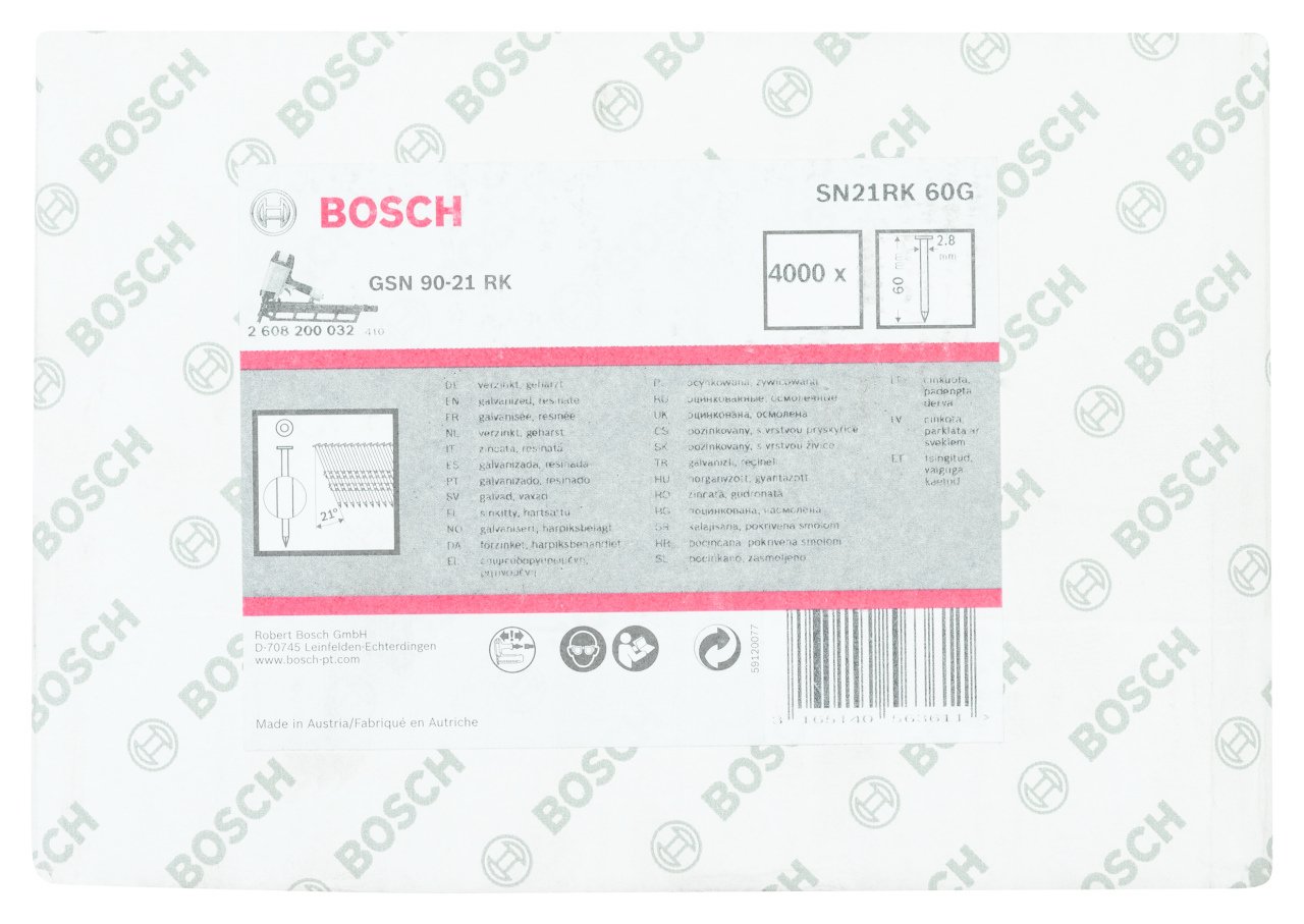 Bosch GSN 90-21DK Çivi  60mm 4000li Düz ÇinkoK