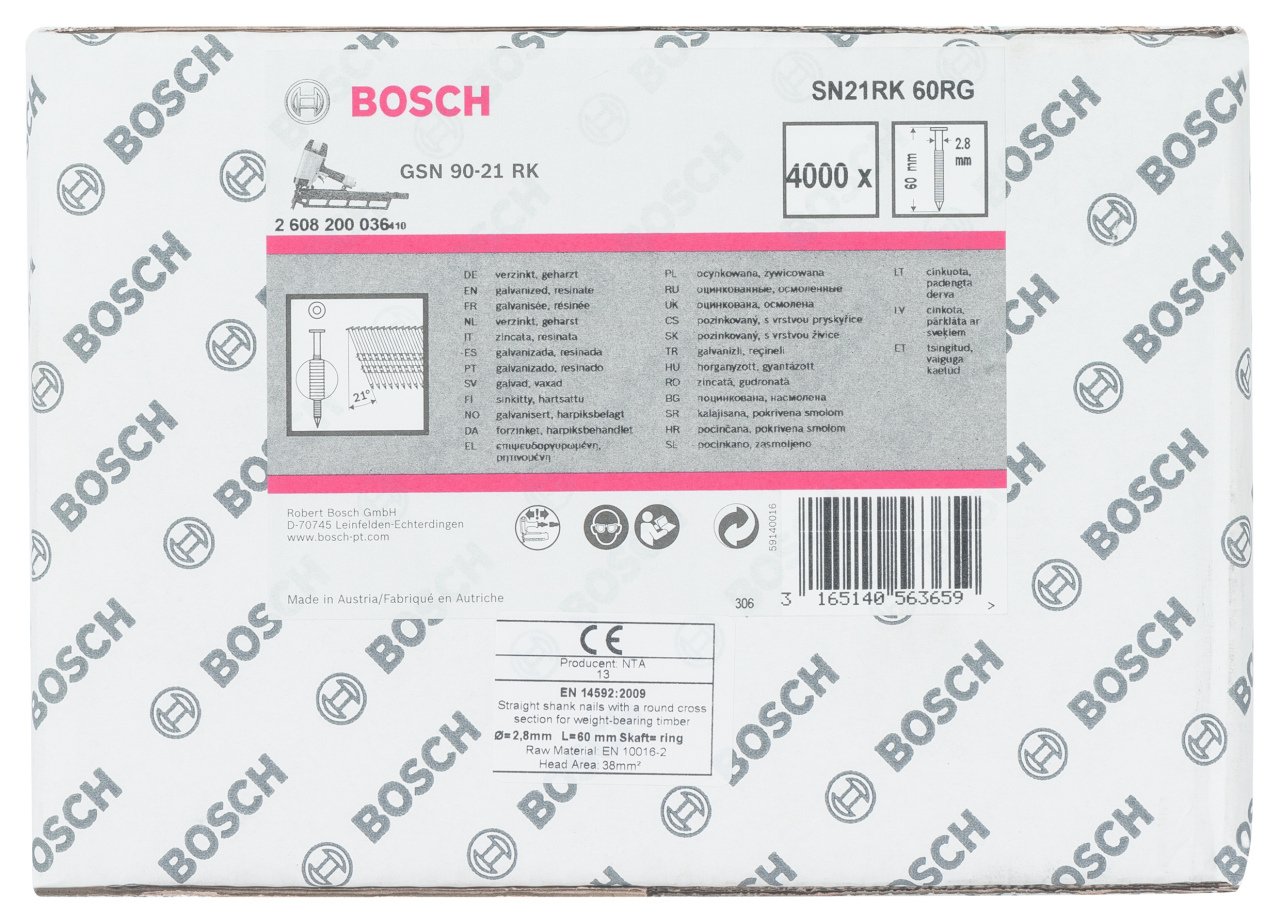Bosch GSN 90-21DK Çivi  60mm 4000li YivliÇinko