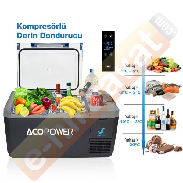 Acopower V18 12/24/220Volt 18Litre Kompresörlü Outdoor Oto Buzdolabı (Akü Dahil Değildir)