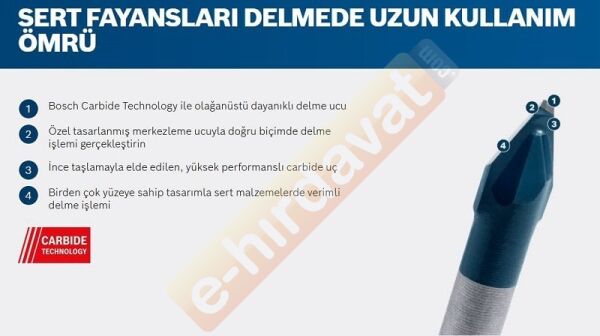 BOSCH HEX-9 Hard Seramik Elmas Uçlu Granit - Fayans Matkap Ucu (Ölçü Seçiniz)