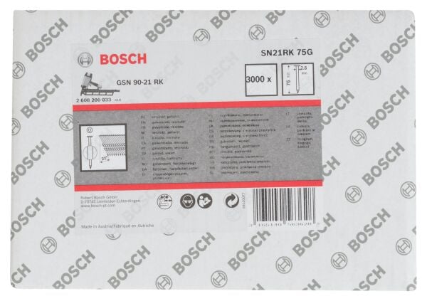 Bosch Aksesuarlar Bosch - GSN 90-21DK Çivi  75mm 3000li Düz ÇinkoK