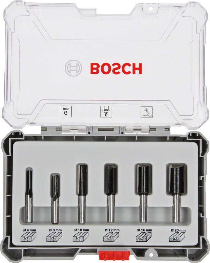 Bosch Aksesuarlar Bosch - Profesyonel 6 Parça Düz Freze Ucu Seti 8 mm Şaftlı