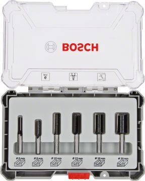 Bosch Aksesuarlar Bosch - Profesyonel 6 Parça Düz Freze Ucu Seti 8 mm Şaftlı