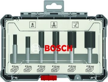 Bosch Aksesuarlar Bosch - Profesyonel 6 Parça Düz Freze Ucu Seti 8 mm Şaftlı