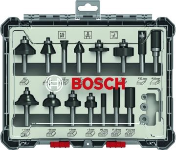 Bosch Aksesuarlar Bosch - Profesyonel 15 Parça Karışık Freze Ucu Seti 8 mm Şaftlı