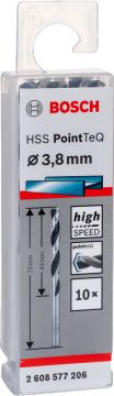 Bosch Aksesuarlar Bosch - HSS-PointeQ Metal Matkap Ucu 3,8 mm 10'lu