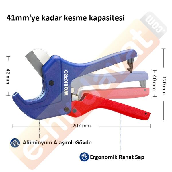WORKPRO WP301006 42mm Profesyonel PPRC Plastik Boru Kesme Makası