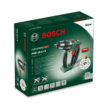 Bosch PSB 18 LI-2 ERGO Akülü Darbeli Delme/Vidalama Makinesi (Baretool) - Akü Dahil Değildir