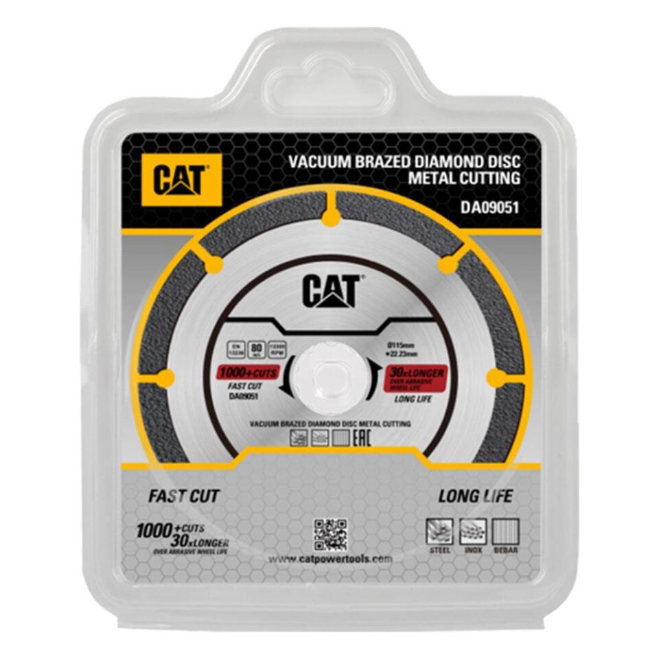 CAT DA09051 115mm Profesyonel Çelik, İnox, Demir Elmas Metal Kesme Diski (Soketli, Aralıklı Kenar)