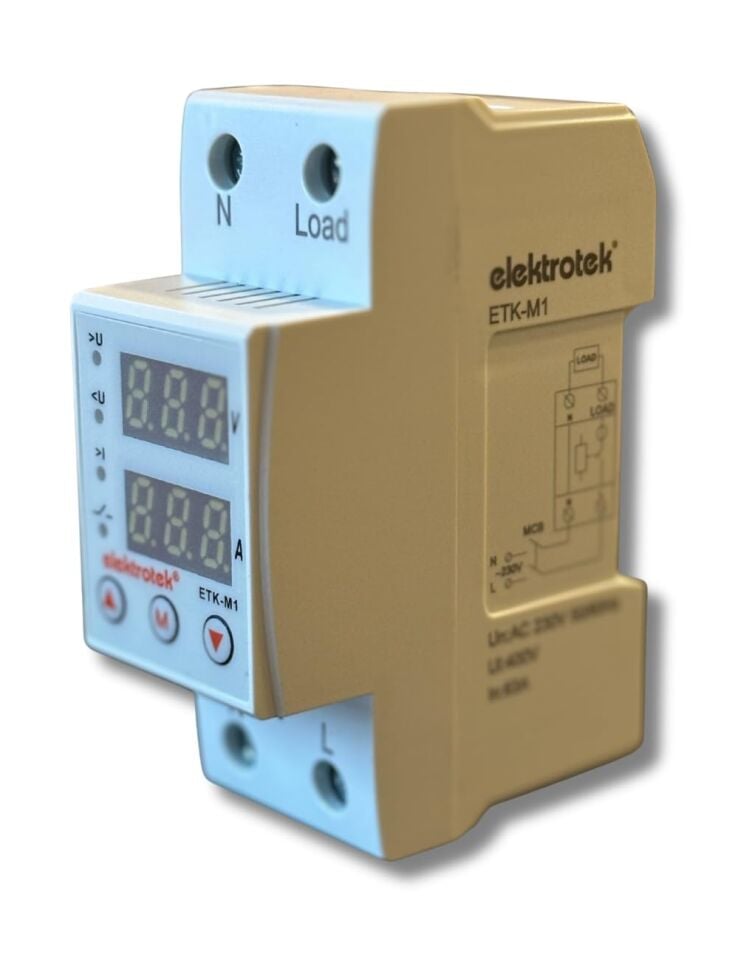 ELEKTROTEK Monofaze Gerilim ve Akım Koruyucu Dijital Röle-Otomat 220 Volt 63A