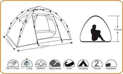 WILDLAND Mini Moon Üç Mevsim İki Kişilik Otomatik Kamp Çadırı