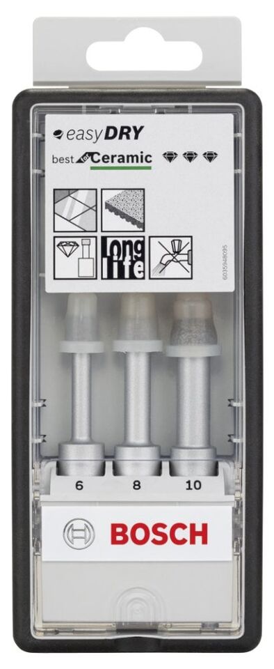 Bosch - Best Serisi, Matkap İçin Seramik Kuru Elmas Delici 6/8/10 mm 3 Parça Set