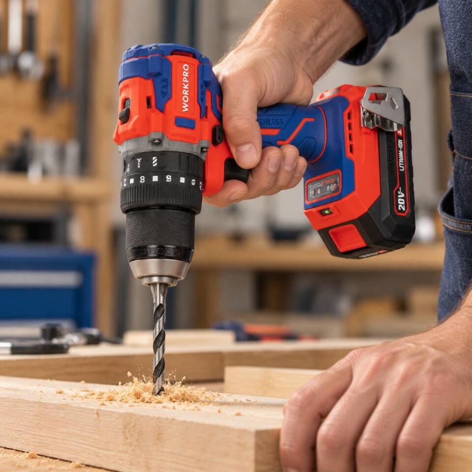WORKPRO WP390016 20Volt 65Nm. Kömürsüz Profesyonel Şarjlı Darbeli Matkap (Akü Dahil Değildir)