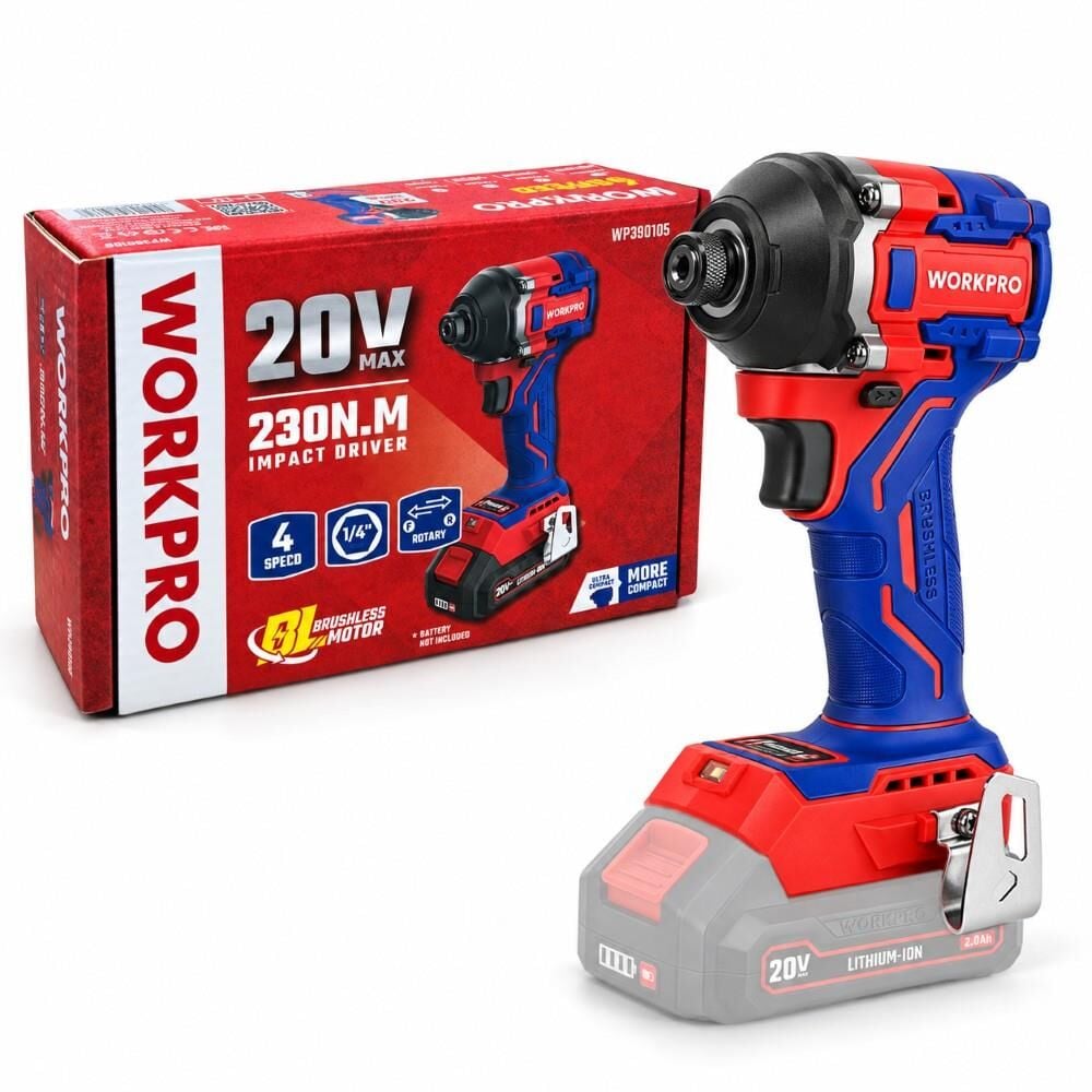 WORKPRO WP390105 20Volt 230Nm Kömürsüz Profesyonel Şarjlı Darbeli Tornavida (Akü Dahil Değildir)