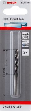 Bosch Aksesuarlar Bosch - HSS-PointeQ Metal Matkap Ucu 3,0 mm 2'li