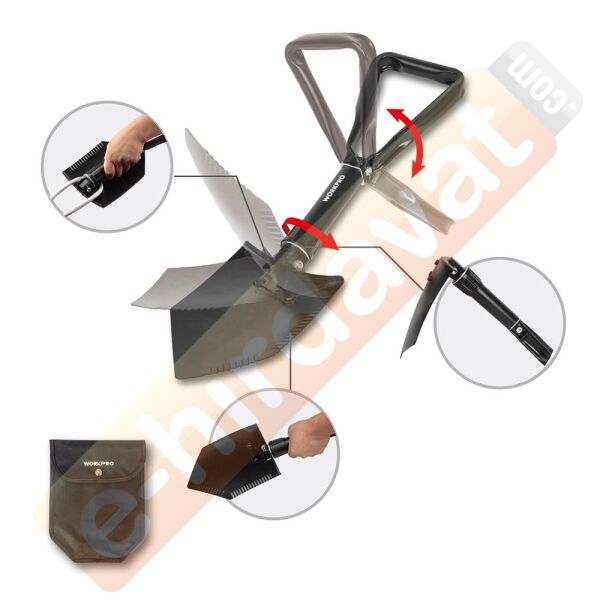 WORKPRO WP335006 570MM Katlanabilir Çok Amaçlı Profesyonel Kamp Küreği