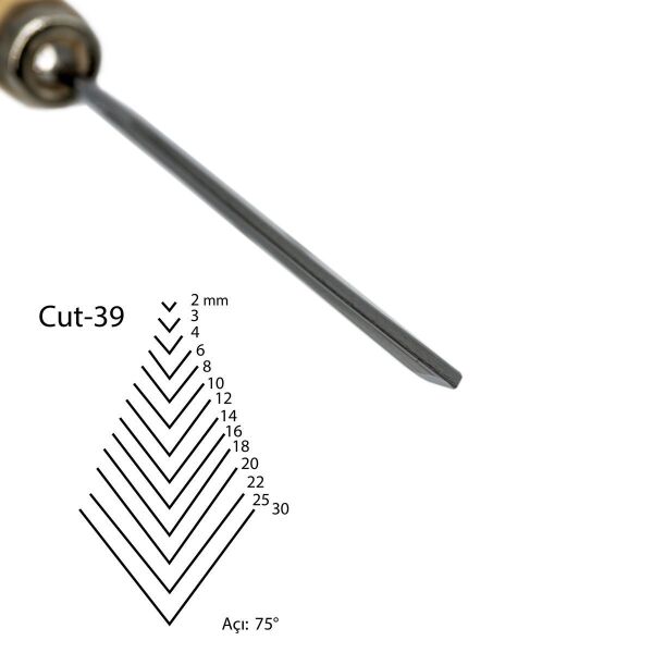 KIRSCHEN Two Cherries Düz V Ağız Iskarpelası 2 mm (Cut 39 - 3139002)