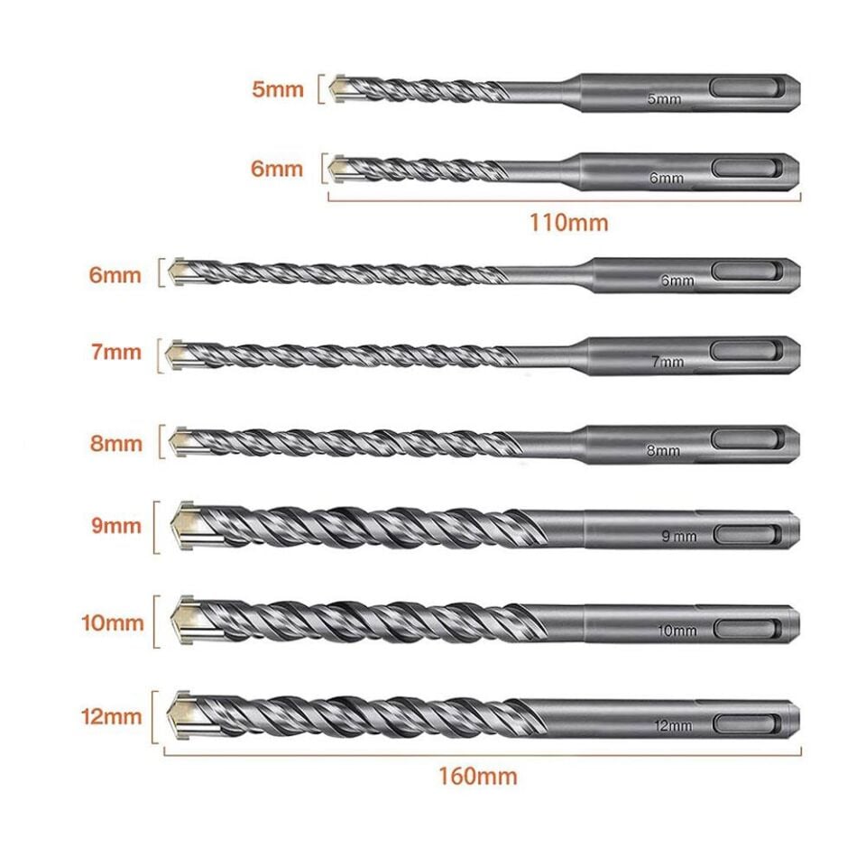 CAT DA03901 10 Parça Tungsten Karbür SDS-Plus Beton Matkap Uç Seti
